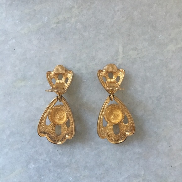 Sold- Vintage Dior Dangle Clip On Earrings - Picture 4 of 7